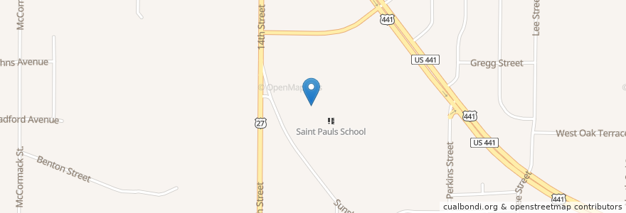 Mapa de ubicacion de Saint Paul Catholic Church en Vereinigte Staaten Von Amerika, Florida, Lake County, Leesburg.