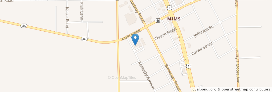 Mapa de ubicacion de First Baptist Church of Melbourne en Estados Unidos De América, Florida, Condado De Brevard.