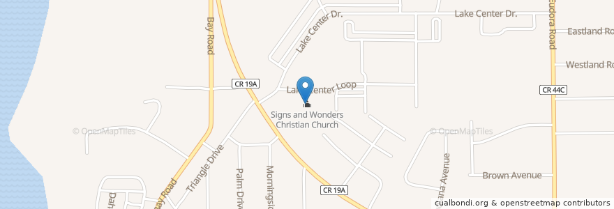Mapa de ubicacion de Signs and Wonders Christian Church en アメリカ合衆国, フロリダ州, Lake County, Mount Dora.