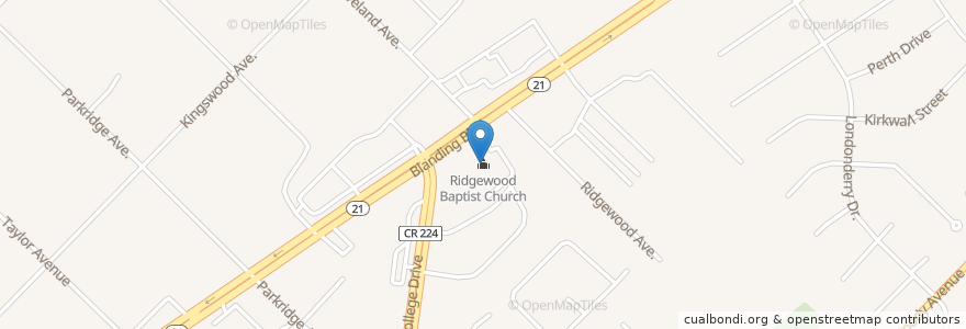 Mapa de ubicacion de Ridgewood Baptist Church en États-Unis D'Amérique, Floride, Clay County.