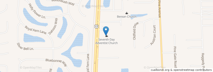 Mapa de ubicacion de Seventh Day Adventist Church en Соединённые Штаты Америки, Флорида, Clay County.