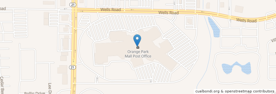 Mapa de ubicacion de Orange Park Mall Post Office en Estados Unidos De América, Florida, Clay County.