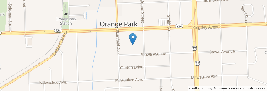 Mapa de ubicacion de Celebration Church of Jacksonville and Orange Park en Соединённые Штаты Америки, Флорида, Clay County, Orange Park.