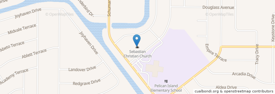 Mapa de ubicacion de Sebastian Christian Church en الولايات المتّحدة الأمريكيّة, فلوريدا, Indian River County, Sebastian.