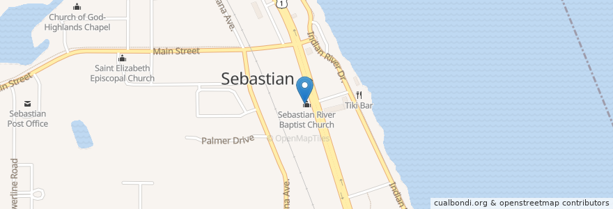 Mapa de ubicacion de Sebastian River Baptist Church en Estados Unidos Da América, Flórida, Indian River County.