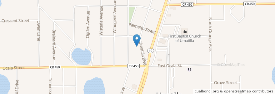 Mapa de ubicacion de Umatilla Church of God en Vereinigte Staaten Von Amerika, Florida, Lake County, Umatilla.