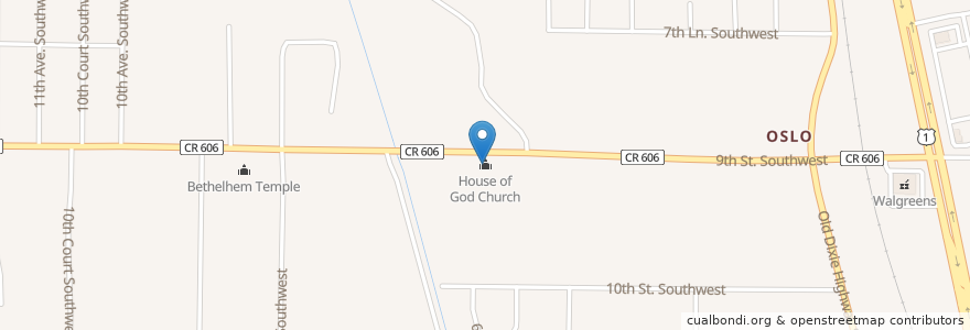 Mapa de ubicacion de House of God Church en アメリカ合衆国, フロリダ州, Indian River County.