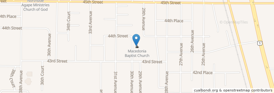 Mapa de ubicacion de Macedonia Baptist Church en ایالات متحده آمریکا, فلوریدا, Indian River County.