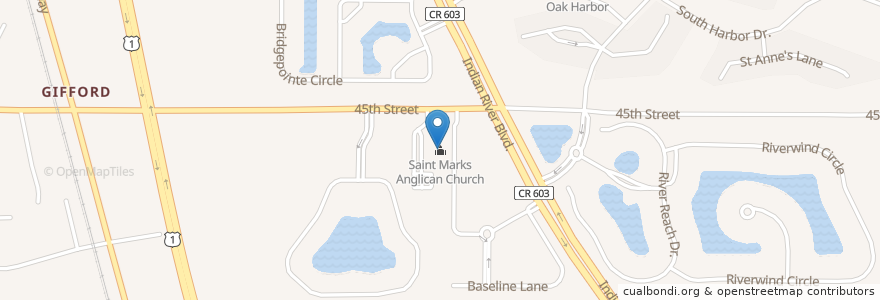 Mapa de ubicacion de Saint Marks Anglican Church en ایالات متحده آمریکا, فلوریدا, Indian River County.