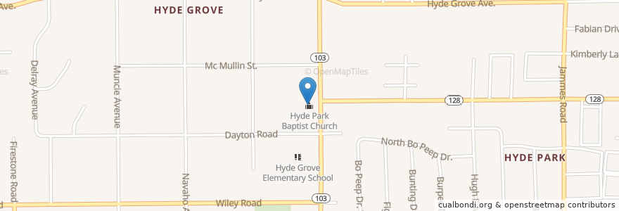 Mapa de ubicacion de Hyde Park Baptist Church en 미국, 플로리다주, Duval County, 잭슨빌.