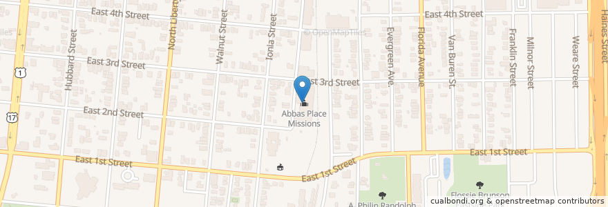 Mapa de ubicacion de Abbas Place Missions en United States, Florida, Duval County, Jacksonville.