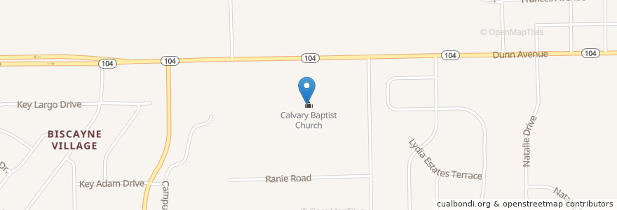 Mapa de ubicacion de Calvary Baptist Church en アメリカ合衆国, フロリダ州, デュバル郡, ジャクソンビル.