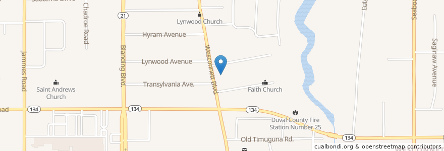 Mapa de ubicacion de Church of Christ of Wesconnett en United States, Florida, Duval County, Jacksonville.