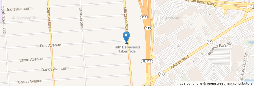 Mapa de ubicacion de Faith Deliverance Tabernacle en États-Unis D'Amérique, Floride, Comté De Duval, Jacksonville.