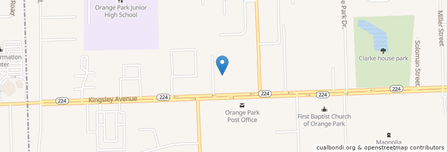 Mapa de ubicacion de Orange Park Post Office en Amerika Birleşik Devletleri, Florida, Clay County, Orange Park.
