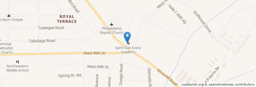 Mapa de ubicacion de Saint Clair Evans Academy en Соединённые Штаты Америки, Флорида, Дувал, Джэксонвилл.
