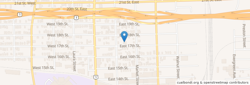 Mapa de ubicacion de Kingdom Hall of Jehovahs Witnesses en 美利坚合众国/美利堅合眾國, 佛罗里达州/佛羅里達州, 杜瓦尔县/杜瓦爾縣/杜瓦爾郡, 杰克逊维尔/傑克遜維爾.