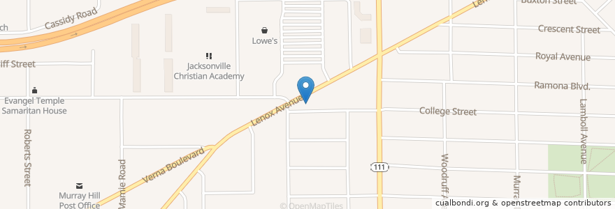 Mapa de ubicacion de Kingdom Hall of Jehovahs Witnesses en Verenigde Staten, Florida, Duval County, Jacksonville.