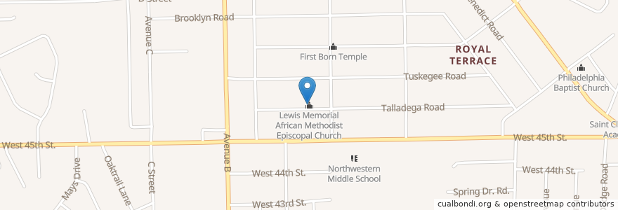 Mapa de ubicacion de Lewis Memorial African Methodist Episcopal Church en アメリカ合衆国, フロリダ州, デュバル郡, ジャクソンビル.