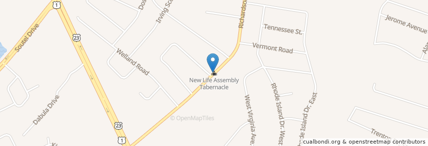 Mapa de ubicacion de New Life Assembly Tabernacle en États-Unis D'Amérique, Floride, Comté De Duval, Jacksonville.
