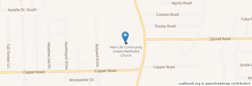 Mapa de ubicacion de New Life Community United Methodist Church en United States, Florida, Duval County, Jacksonville.