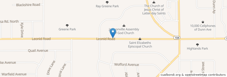 Mapa de ubicacion de Northside Presbyterian Church en 美利坚合众国/美利堅合眾國, 佛罗里达州/佛羅里達州, 杜瓦尔县/杜瓦爾縣/杜瓦爾郡, 杰克逊维尔/傑克遜維爾.