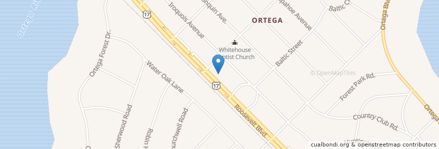 Mapa de ubicacion de Ortega Baptist Church en United States, Florida, Duval County, Jacksonville.