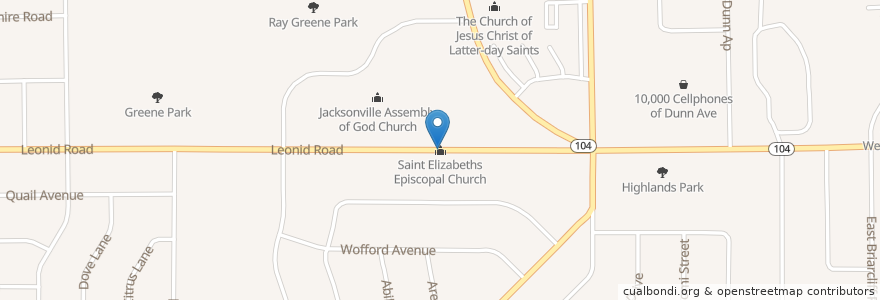 Mapa de ubicacion de Saint Elizabeths Episcopal Church en Estados Unidos De América, Florida, Condado De Duval, Jacksonville.