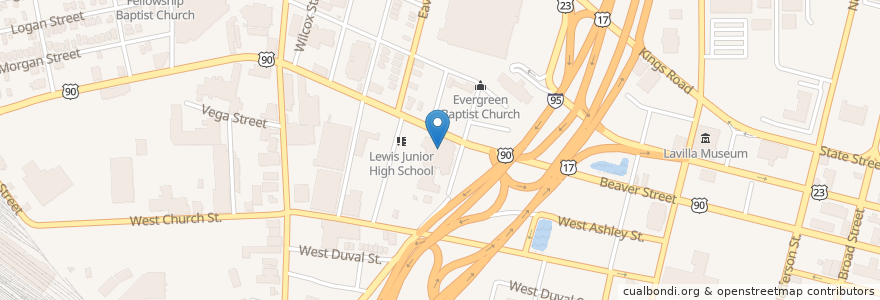Mapa de ubicacion de Shiloh Metropolitan Baptist Church en ایالات متحده آمریکا, فلوریدا, شهرستان دووال، فلوریدا, جکسون‌ویل.