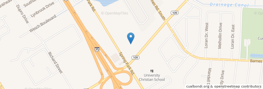 Mapa de ubicacion de University Baptist Church en Verenigde Staten, Florida, Duval County, Jacksonville.