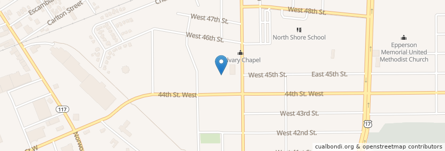 Mapa de ubicacion de Wesley Fellowship United Methodist Church en Estados Unidos Da América, Flórida, Condado De Duval, Jacksonville.