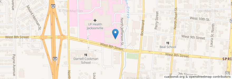 Mapa de ubicacion de UF Health Pain Management Center – Jacksonville en 미국, 플로리다주, Duval County, 잭슨빌.