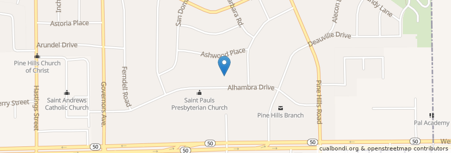 Mapa de ubicacion de Green Hill Presbyterian Church en United States, Florida, Orange County.