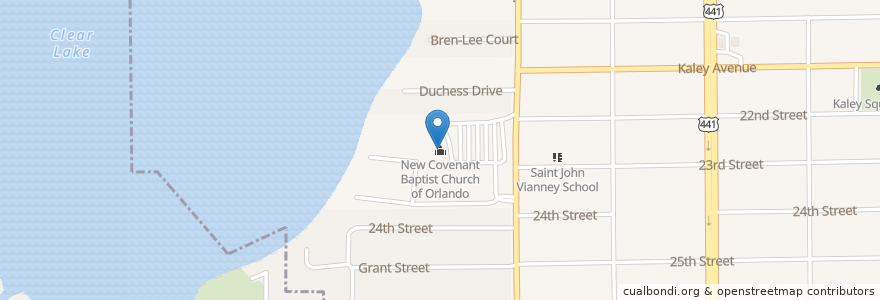 Mapa de ubicacion de New Covenant Baptist Church of Orlando en Amerika Birleşik Devletleri, Florida, Orange County, Orlando.