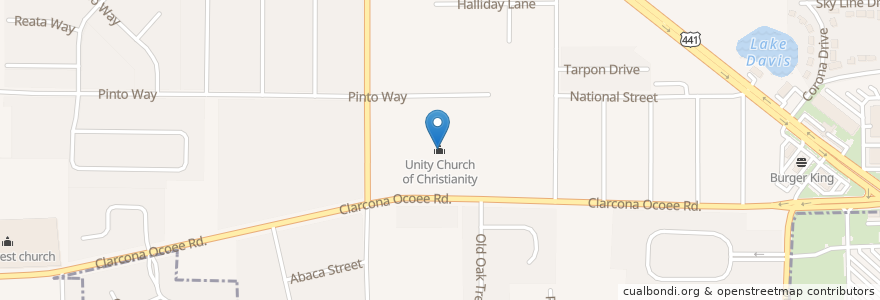 Mapa de ubicacion de Unity Church of Christianity en Estados Unidos De América, Florida, Condado De Orange.