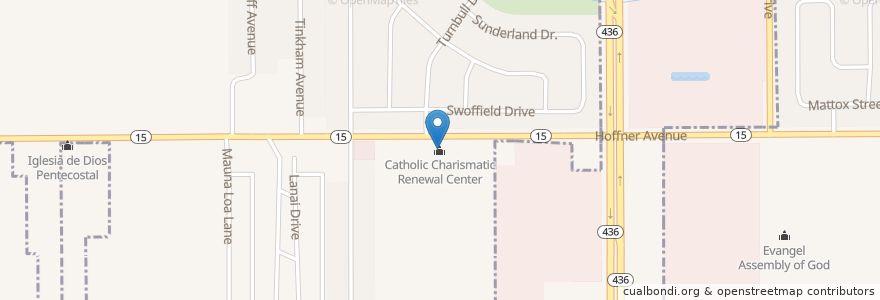 Mapa de ubicacion de Catholic Charismatic Renewal Center en Amerika Syarikat, Florida, Orange County.