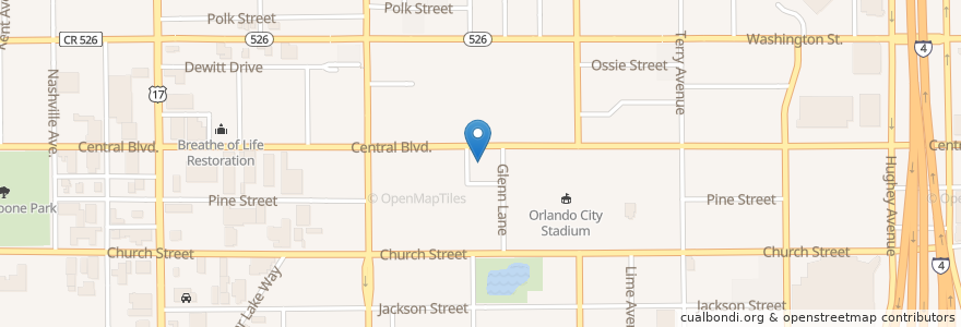 Mapa de ubicacion de Christian Service Center en Vereinigte Staaten Von Amerika, Florida, Orange County, Orlando.