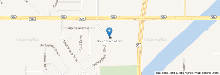 Mapa de ubicacion de Holy Church of God en United States, Florida, Hillsborough County.