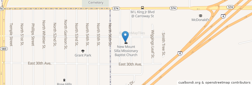 Mapa de ubicacion de New Mount Silla Missionary Baptist Church en Estados Unidos De América, Florida, Hillsborough County.