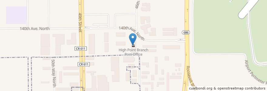 Mapa de ubicacion de High Point Branch Post Office en Соединённые Штаты Америки, Флорида, Pinellas County.