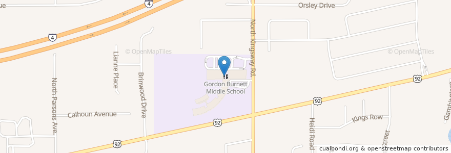 Mapa de ubicacion de Gordon Burnett Middle School en الولايات المتّحدة الأمريكيّة, فلوريدا, Hillsborough County.