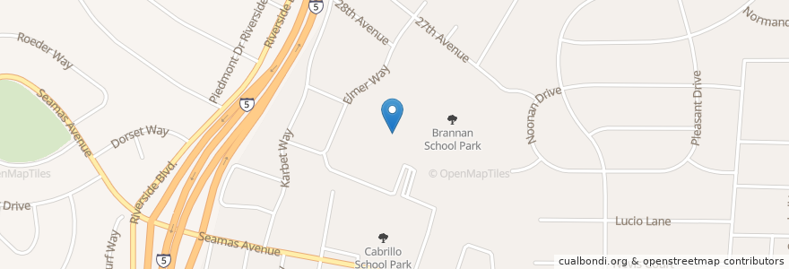 Mapa de ubicacion de Sam Brannan Middle School en Vereinigte Staaten Von Amerika, Kalifornien, Sacramento County, Sacramento.