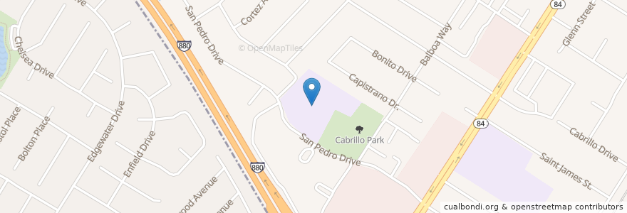 Mapa de ubicacion de Cabrillo Elementary School en Vereinigte Staaten Von Amerika, Kalifornien, Alameda County, Fremont.