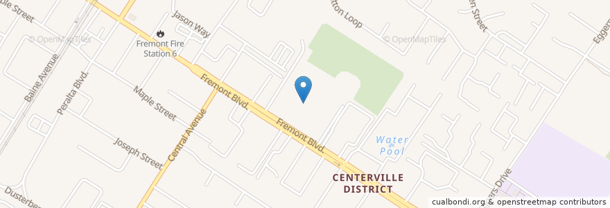 Mapa de ubicacion de Centerville Junior High School en Amerika Birleşik Devletleri, Kaliforniya, Alameda İlçesi, Fremont.