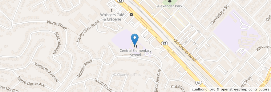 Mapa de ubicacion de Central Elementary School en United States, California, San Mateo County, Belmont.