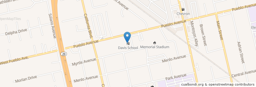 Mapa de ubicacion de Davis School en 미국, 캘리포니아주, Napa County, Napa.
