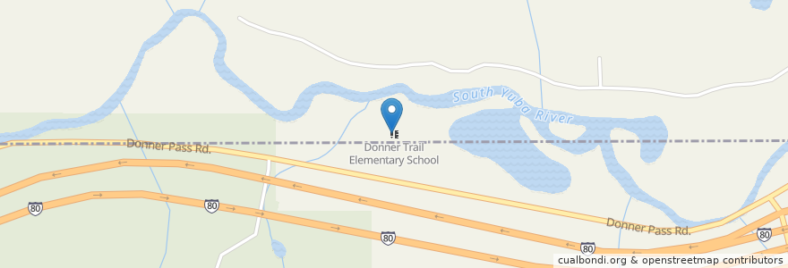 Mapa de ubicacion de Donner Trail Elementary School en United States, California, Nevada County.