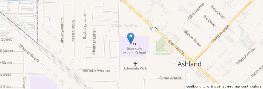 Mapa de ubicacion de Edendale Elementary School en United States, California, Alameda County.