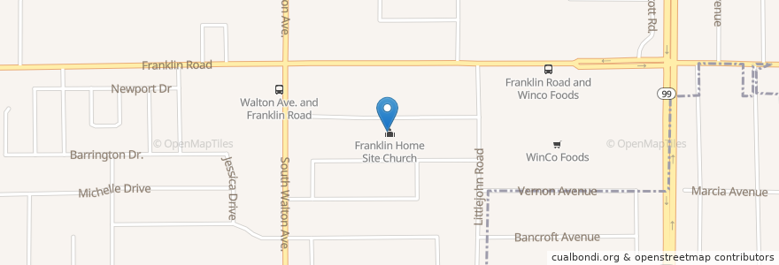 Mapa de ubicacion de Franklin Home Site Church en États-Unis D'Amérique, Californie, Sutter County, Yuba City.