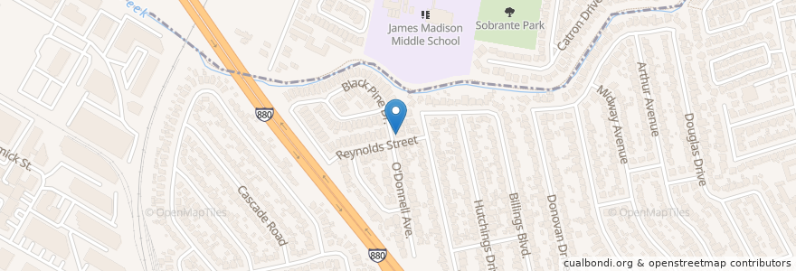 Mapa de ubicacion de Grover Cleveland School en ایالات متحده آمریکا, کالیفرنیا, شهرستان آلامدا، کالیفرنیا, San Leandro.